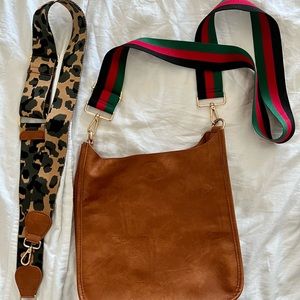 Ah-adorned Vegan Leather Crossbody with 2 Straps